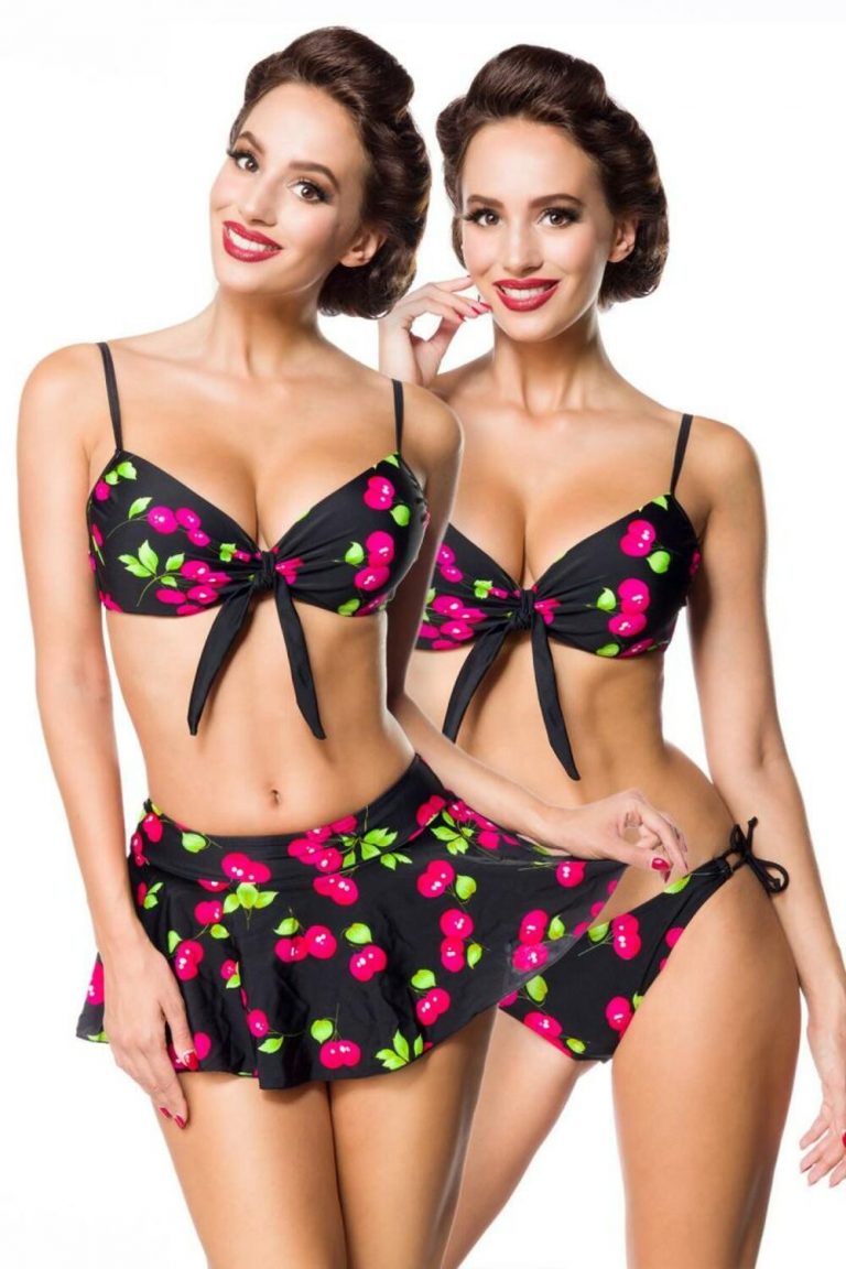 Vintage Bikini Röckchen Bikini Höschen Kirschen Motiv Belsira